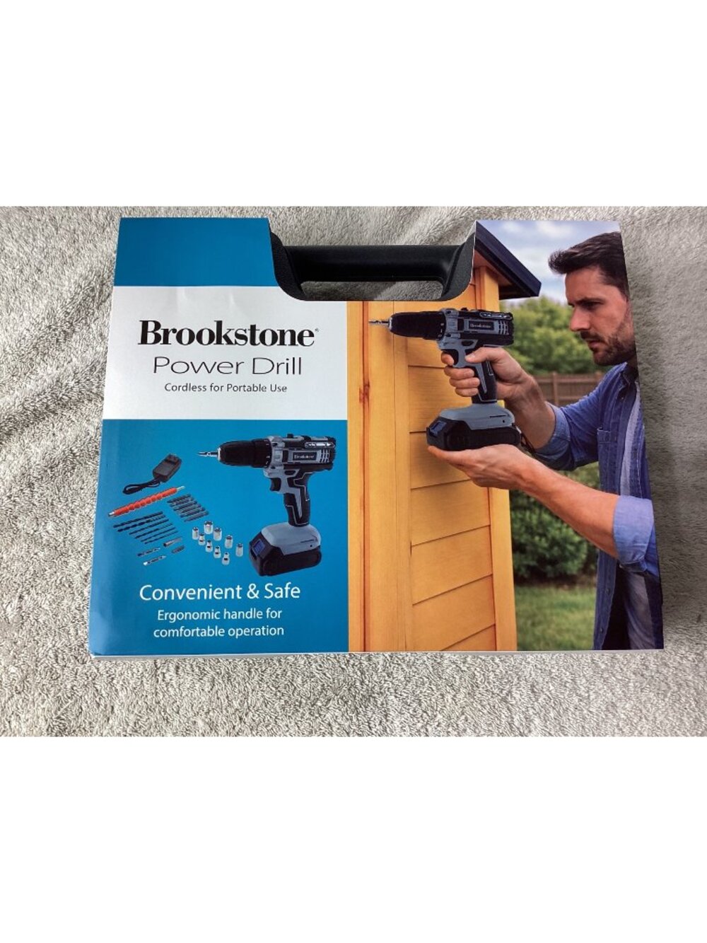 Brookstone Cordless Power Drill Set With Bits & Accessories NEW In Carrying Case